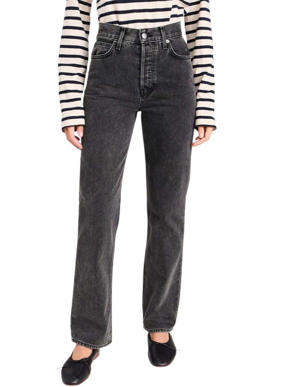 Veronica Beard Jeans Daniela High Rise Straight Leg Black Womens Size 27 Cotton